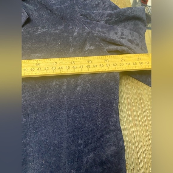 Custom Made Elegant Navy Woman Coat Blazer Velvet Suede Pockets Size Large - Picture 5 of 9
